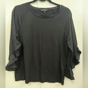Banana Republic top, color black, size medium. Long sleeve with ruffles detail